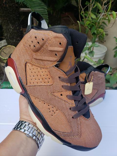 Air Jordan 6 Denim Brown Men's Basketball Shoes-093 - Click Image to Close